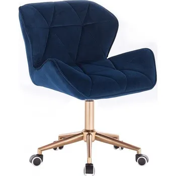 LuxuryForm DESIGN Kosmetická židle MILANO VELUR na zlaté podstavě s kolečky - modrá