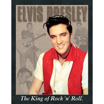 Plechová cedule D.E. metal signs Plechová cedule Elvis the king 40 cm x 32 cm