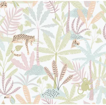 Tapeta ICH Wallcoverings Dětská vliesová tapeta na zeď, růžová, džungle, 286-1, Enzo, ICH Wallcoverings, velikost 10,05 x 0,53 m