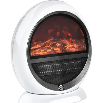 HOMCOM LED elektrický krb Mini stolní krb 1500W s efektem plamene, stabilní, ABS plast, bílý, kompaktní rozměry 30,5 x 18 x 35 cm |
