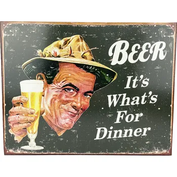 Plechová cedule D.E. metal signs Plechová cedule Beer It's What's For Dinner 32 cm x 40,5 cm