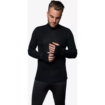 Pánské tričko Vlněné pánské triko Merino 240 dlouhý rukáv+stojáček Černá XXL