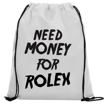 Školní sáček Vak na záda - Need money for Rolex Růžová