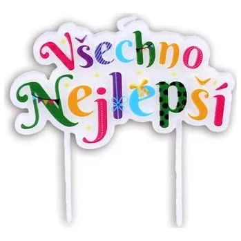 Dortová svíčka SVÍČKY DORTOVÉ S DRŽÁČKEM VŠECHNO NEJLEPŠÍ