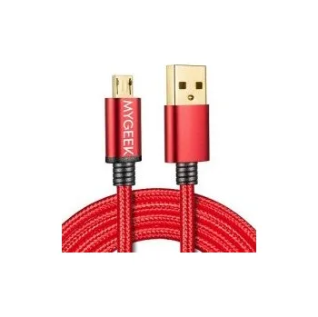 Datový kabel MyGeek datový a napájecí kabel micro USB, 1m - červený nylon - MyGeek datový a napájecí kabel micro USB, 1m - červený nylon