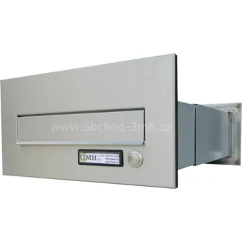 Poštovní schránka Poštovní schránka MD rovná k zazdění do sloupku BROUŠENÝ NEREZ (CELONEREZOVÉ PROVEDENÍ) se zvonkovým tlačítkem