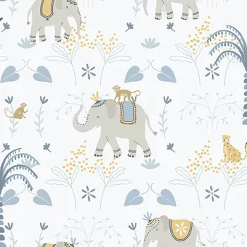 Tapeta ICH Wallcoverings Dětská vliesová tapeta na zeď, modrá, zvířátka, 285-2, Enzo, ICH Wallcoverings, velikost 10,05 x 0,53 m