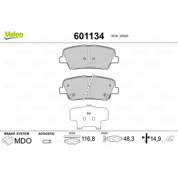 Brzdová destička Sada brzdových destiček, kotoučová brzda VALEO 601134