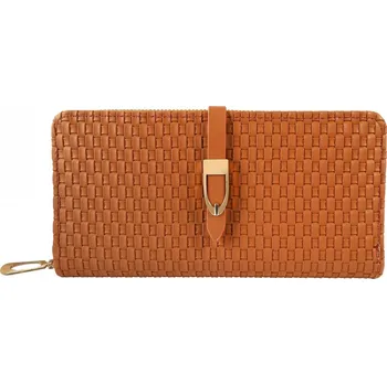 Peněženka Charm Dámská peněženka z imitace kůže, tkaný design s ozdobnou přezkou hnědá