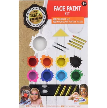 Speciální výtvarná barva GRAFIX Obličejové barvy dětské premium set 9ks s doplňky | 36