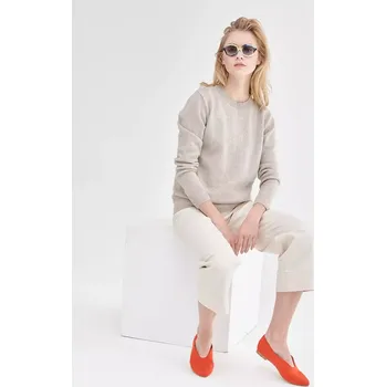 Dámský svetr Dámský vlněný svetr Lambswool Světle hnědá M