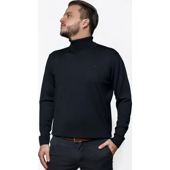 Pánský svetr Pánský vlněný rolák Merino Černá L