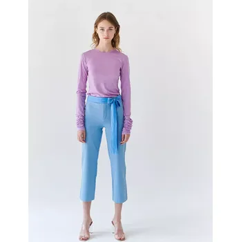 Dámské tričko Dámské triko Merino Basic 140 řasený rukáv Světle fialová S