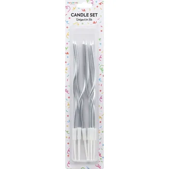 Svíčka Spirálové svíčky - stříbrné, dlouhé