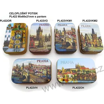 Dóza na potraviny STAROMĚSTSKÉ NÁMĚSTÍ PRAHA plechová dóza minipilule 422VO pražský orloj a radnice
