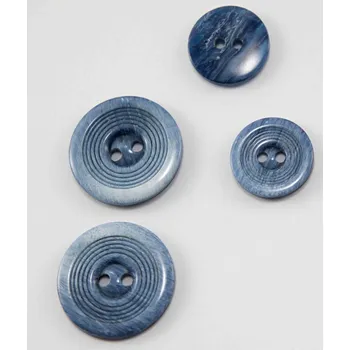 Knoflík Dírkový knoflík lesklý - modrý melír - průměr 2,8 cm