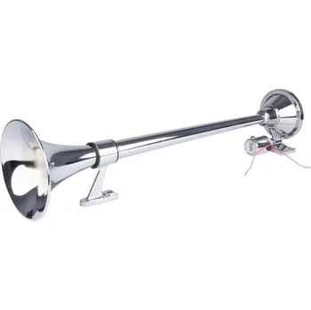 Houkačka AMIO (POLAND) | Fanfára kulatá 1 trubka 12/24V, chrom, bez kompresoru 74cm, TAE060