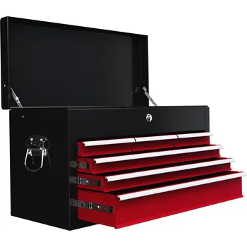 HOMCOM kufr na nářadí 6 zásuvek zámek box na nářadí rukojeť box na nářadí ocelový červený+černý 60x26x34cm | Aosom