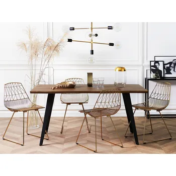 Jídelní stůl černé kovové nohy černé dřevo 160 x 90 cm obdélníkový průmyslový styl Beliani