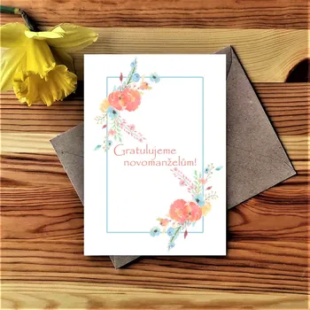 Přání Svatební s obálkou 120x170 mm - pastelové štěstí č.7