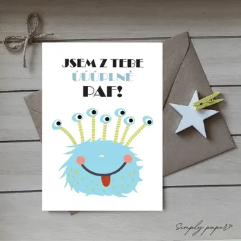 Přání s obálkou 120x170 mm - Jsem z tebe úúúplně paf!