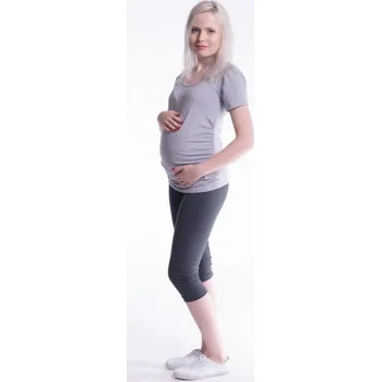 Těhotenské šaty Be MaaMaa Těhotenské barevné legíny 3/4 délky - tm. béžová, vel. L; L (40)