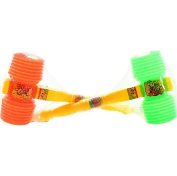 Kladivo barevné 39cm soft pískací plastové se zvukem 2 barvy v síťce