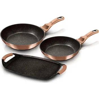 Pánev BERLINGERHAUS Sada pánví s mramorovým povrchem 3 ks Rosegold Metallic Line BH-1669