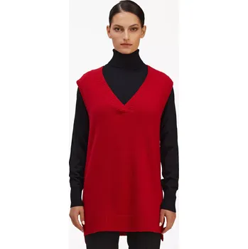 Dámská vesta Dámská vlněná vesta Lambswool Červená L