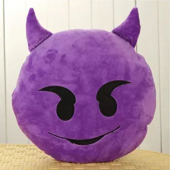 Bytový textil Emoji polštář ďáblík 32 x 9 cm fialový