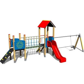 Dětské hřiště Playground System DĚTSKÉ HŘIŠTĚ - sestava se skluzavkou a houpačkou 4U232D