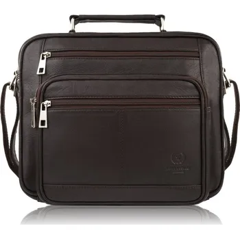 Paolo Peruzzi Pánská kožená taška přes rameno a do ruky Paolo Peruzzi; tmavě hnědá