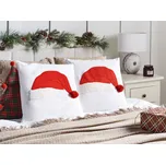 Sada 2 dekoračních polštářů bílá látka bavlna vánoční motiv 45 x 45 cm dekorace příslušenství Beliani
