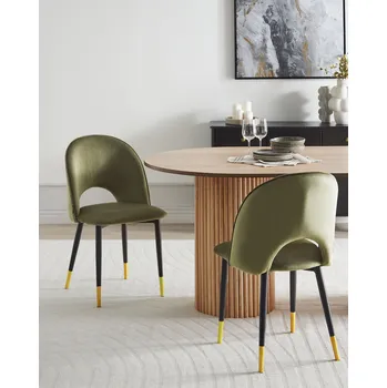 Sada 2 jídelních židlí růžové sametové čalounění černé nohy retro glamour Beliani