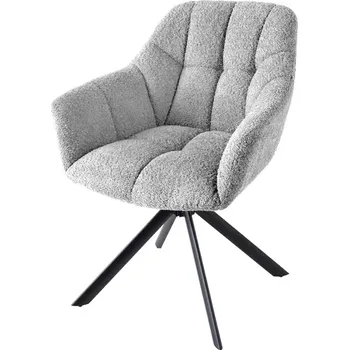 Jídelní židle 2SET jídelní židle PAPILLON šedá bouclé otočná