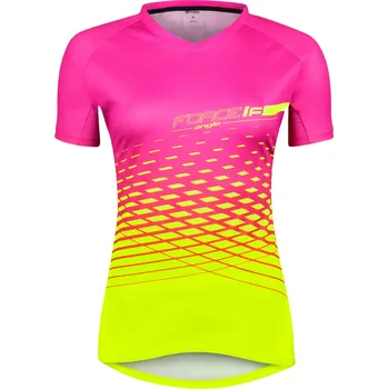 cyklistický dres dres F MTB ANGLE LADY kr. rukáv, růžovo-fluo xs