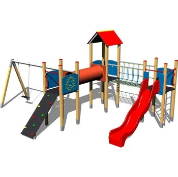 Dětské hřiště Playground System DĚTSKÉ HŘIŠTĚ - sestava se skluzavkou a houpačkou 4U306D-15