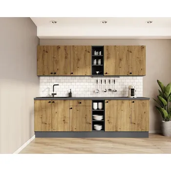 Kuchyňská linka Moderní kuchyň Ava - antracit/dub artisan