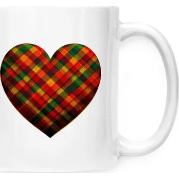 Hrnek malý bílý s potiskem Tartanové srdce