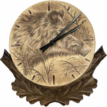 Hodiny E-myslivost Vyřezávané myslivecké hodiny - Divočák