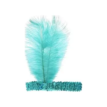 Opaska z piórem Retro turkusowa