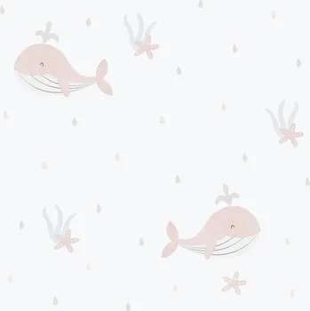 Tapeta ICH Wallcoverings Dětská vliesová tapeta na zeď, růžová, velryby, 281-1, Enzo, ICH Wallcoverings, velikost 10,05 x 0,53 m