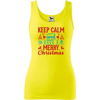 Dámské tričko DOBRÝ TRIKO Dámské tílko s potiskem Keep calm Christmas Velikost: S, Barva: Citrónová