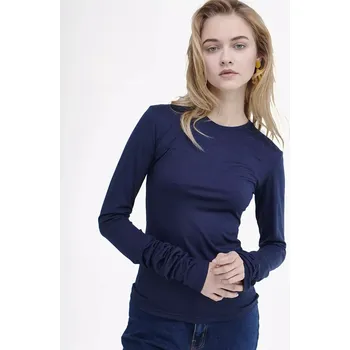 Dámské tričko Dámské triko Merino Basic 140 řasený rukáv Tmavě modrá XXL