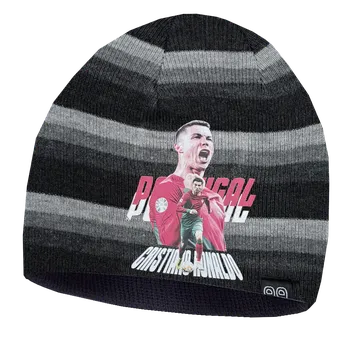 Čepice Numberoplus Dětská fotbalová pletená čepice 28279 - Cristiano Ronaldo CR7 Barva: Šedá