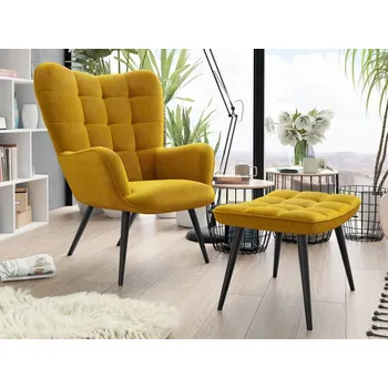 Křeslo Křeslo Ralikin s taburetem, Barva: žlutá (HCD-20) MIRJAN 5903211117657