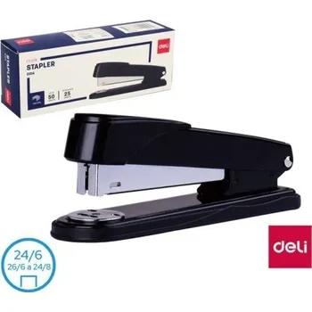 Sešívač celokovový Deli E0314, 50 listů, černý