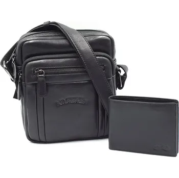 Peněženka Nivasaža Dárková sada malá pánská taška a peněženka černá