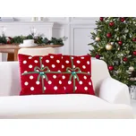 Sada 2 dekoračních polštářů červená sametová látka vánoční dárek 45 x 45 cm dekorace příslušenství Beliani