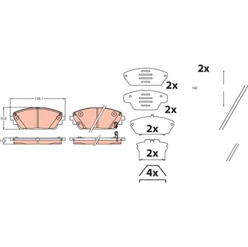 Brzdový systém Sada brzdových destiček, kotoučová brzda TRW GDB2456